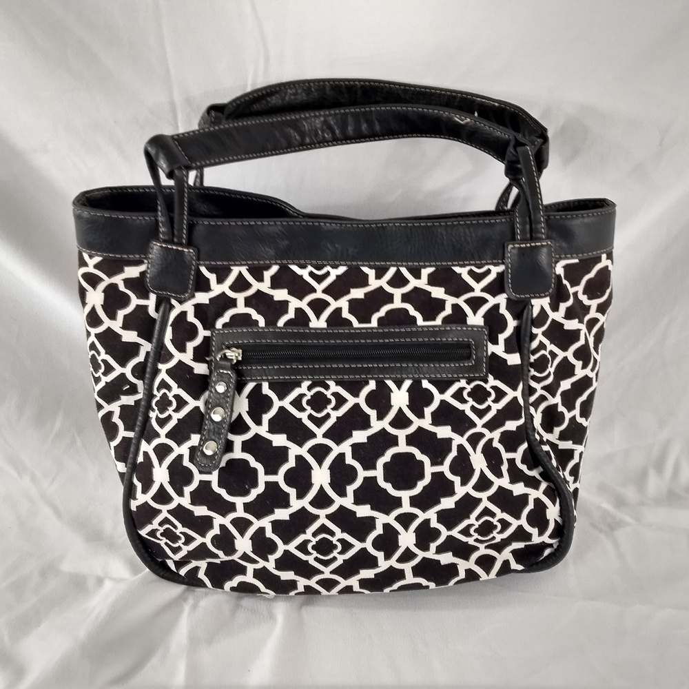 Emilie M Abstract Black & White Canvas Purse Tote